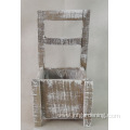 WOODEN CHAIR SHAPE PLANTER GREY AND WHITE WASHED